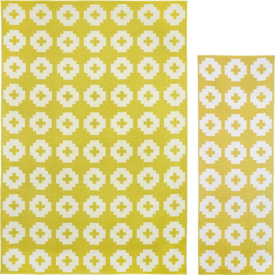 Schwedischer Outdoor-Teppich bzw. Läufer „Flower“ (Gelb)