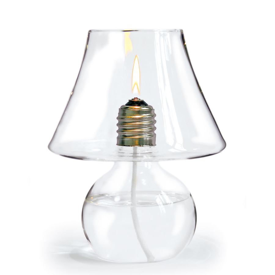 Windgeschützte Glas-Öllampe in Form einer Tischleuchte