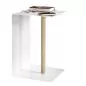 Mobile Preview: White stainless steel side table wooden leg (40 x 40 cm)