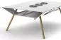 Preview: White stainless steel coffee table with three porcelain vessels (119 x 80 cm)