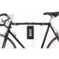 Preview: Schwarzer Design-Fahrradhalter aus Buchenholz, Edelstahl und Leder