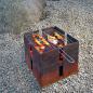 Preview: Cube-Shaped Fire Basket made of Steel with Grill Option