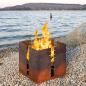 Preview: Würfelförmiger Feuerkorb aus wetterfestem Stahl mit Grillfunktion