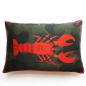 Preview: Charming Sofa Cushion with Large Lobster Motif printed on Silk (20 x 42 cm)