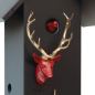 Preview: Black Forest Design Cuckoo Clock with Pendulum Movement and Deer Head