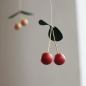 Preview: Charming Decorative Mobile "Cherry Birds" with Cherries and a Dove (45 x 42 cm)