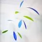 Preview: Large Art Mobile "Leaf" Green / Light Blue with Leaf-Shaped Elements (80 x 60 cm)