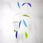 Preview: Large Art Mobile "Leaf" Green / Light Blue with Leaf-Shaped Elements (80 x 60 cm)