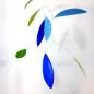 Preview: Großes Kunst-Mobile "Leaf" Grün / Hellblau mit blattförmigen Elementen (80 x 60 cm)