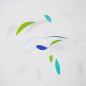 Preview: Delicate Handmade Leaf-Shaped Mobile "Little Leaf", Blue / Green (60 x 50 cm)