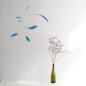 Preview: Zartes blattförmiges Mobile "Little Leaf" in Blau / Hellblau / Türkis, handgefertigt (60 x 50 cm)