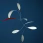 Preview: Zartes blattförmiges Mobile "Little Leaf" in Grau, handgefertigt (60 x 50 cm)