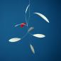 Preview: Delicate Handmade Leaf-Shaped Mobile "Little Leaf", Grey / White / Red (60 x 50 cm)