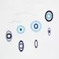 Mobile Preview: Charmantes Mid Century-Mobile "Bubbles" (Blau) mit konzentrischen Ringen (45 x 45 cm)