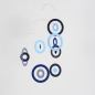 Preview: Charmantes Mid Century-Mobile "Bubbles" (Blau) mit konzentrischen Ringen (45 x 45 cm)