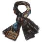 Preview: Black Scarf with Art Print "Black Lake Odin" on Wool & Silk