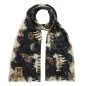 Preview: Großer Schal mit Polar-Motiv (schwarz) aus Wolle und Seide