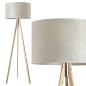 Preview: Three-Legged Design Floor Lamp with Natural Leaves Shade (Height 150 cm)