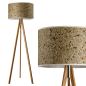 Preview: Three-Legged Design Floor Lamp with Natural Hay & Rose Petals Shade (Height 150 cm)