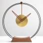 Preview: Small Design Table Clock "Mini Aire" made of Wood and Brass Ø 26 cm