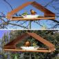 Preview: Vogeltränke / Futterstelle mit Satteldach aus wetterfestem Cortenstahl