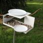 Preview: White Bauhaus-inspired Birdbath with porcelain bowls