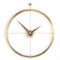 Preview: Exclusive Design Wall Clock "Doble O Premium" made of Walnut Wood and Brass Ø 70 cm