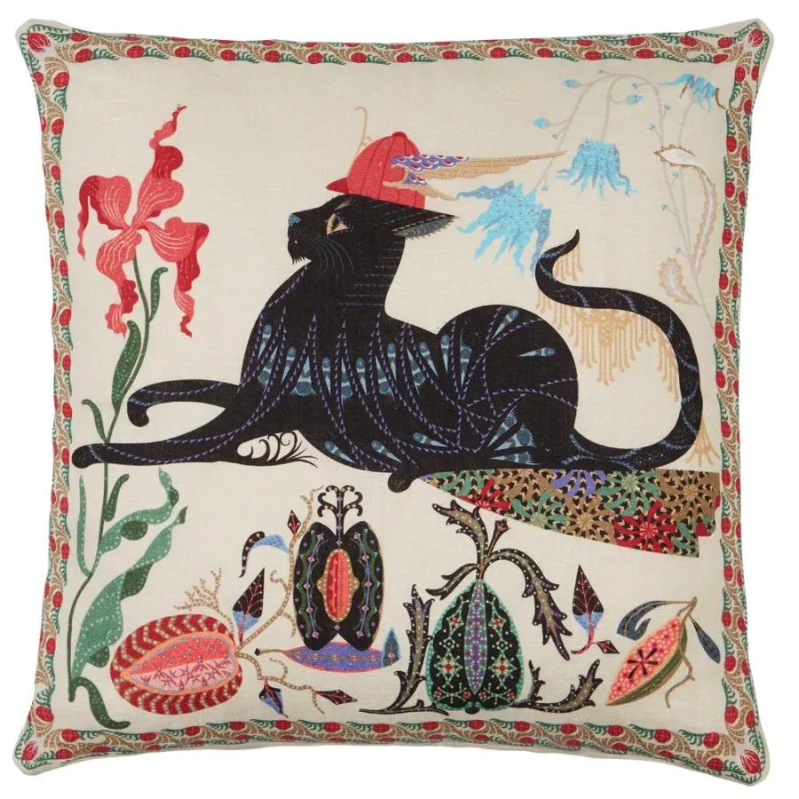 Cushion Sleeve "Putte" with Cat Print on Linen & Cotton (50 x 50 cm)