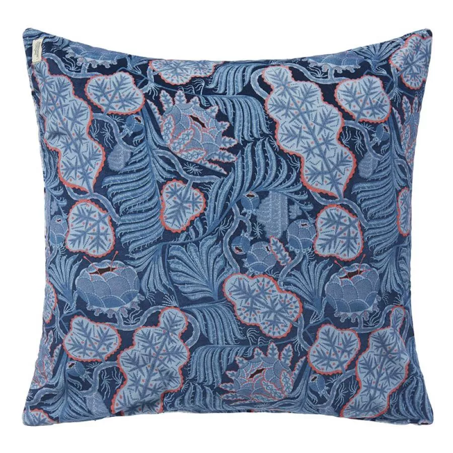Sofa Cushion "Iceflower" (Blue) made of Fine Velvet (50 x 50 cm)