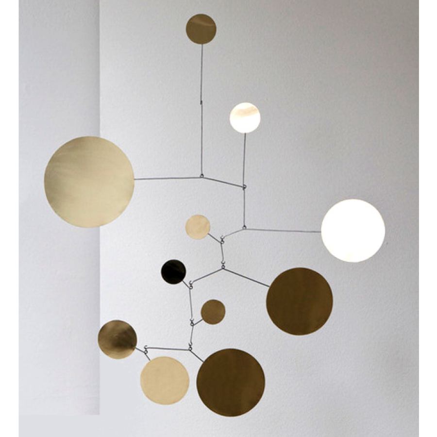 Circles - Handmade Mobile, polished brass | Kunstbaron