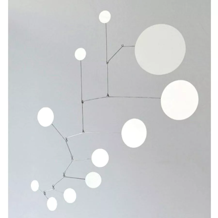 Mobile "Dots" made of white laquered brass (70 x 70 cm)
