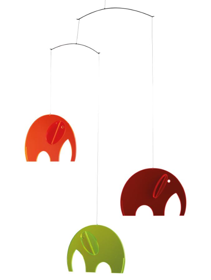 Buntes Mid Century-Mobile "Olefanten" aus farbigem Plexiglas