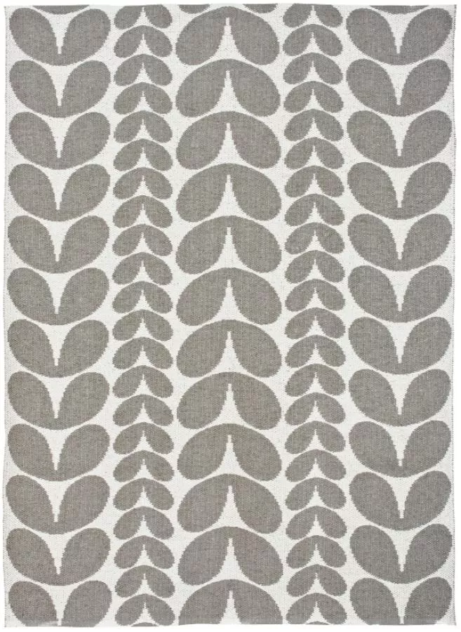 Swedish Plastic Rug „Karin“ (grey) with floral pattern) | Kunstbaron