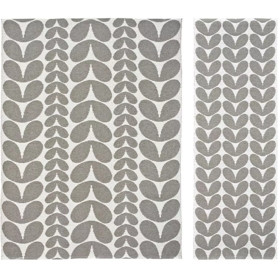 Swedish Outdoor Rug „Karin“ (grey) with floral pattern