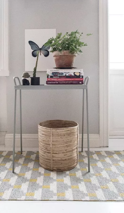 Plastic Rug „Confect“ (yellow/grey) for indoor & outdoor | Kunstbaron