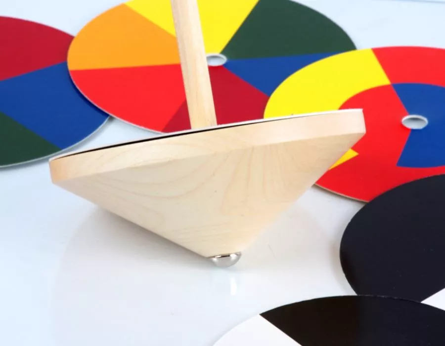 Bauhaus-Holzkreisel Optischer Farbmischer von Naef | Kunstbaron