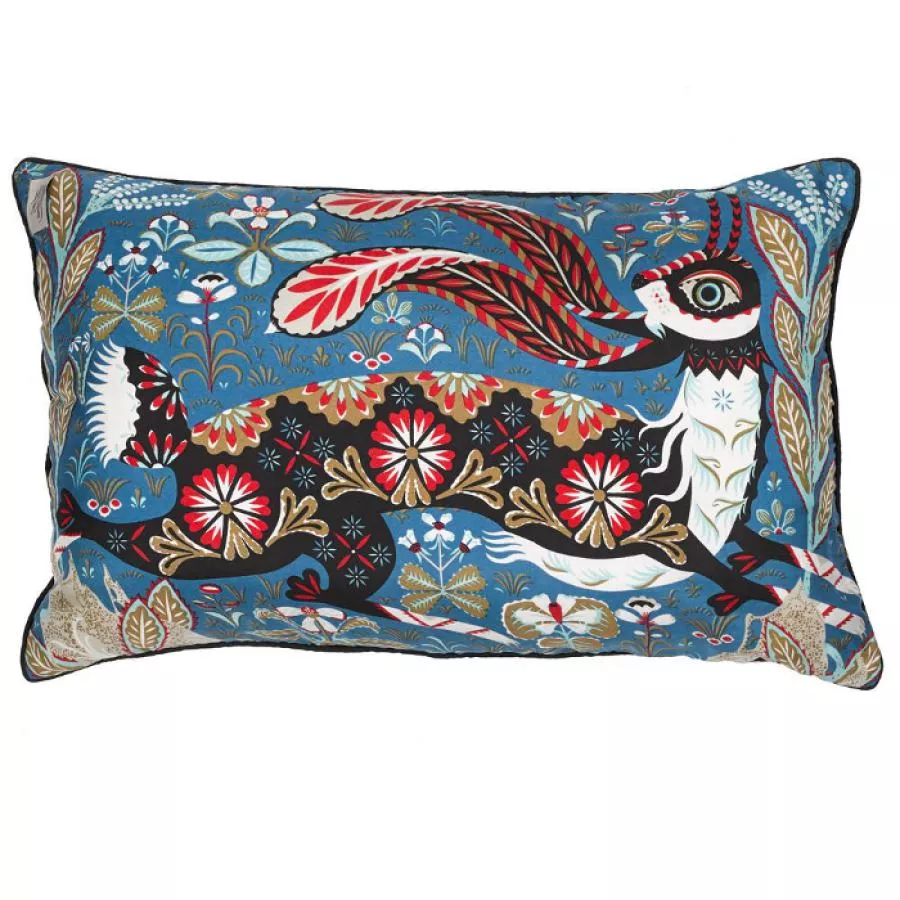 Exclusive Cushion Sleeve with Hare on Silk
