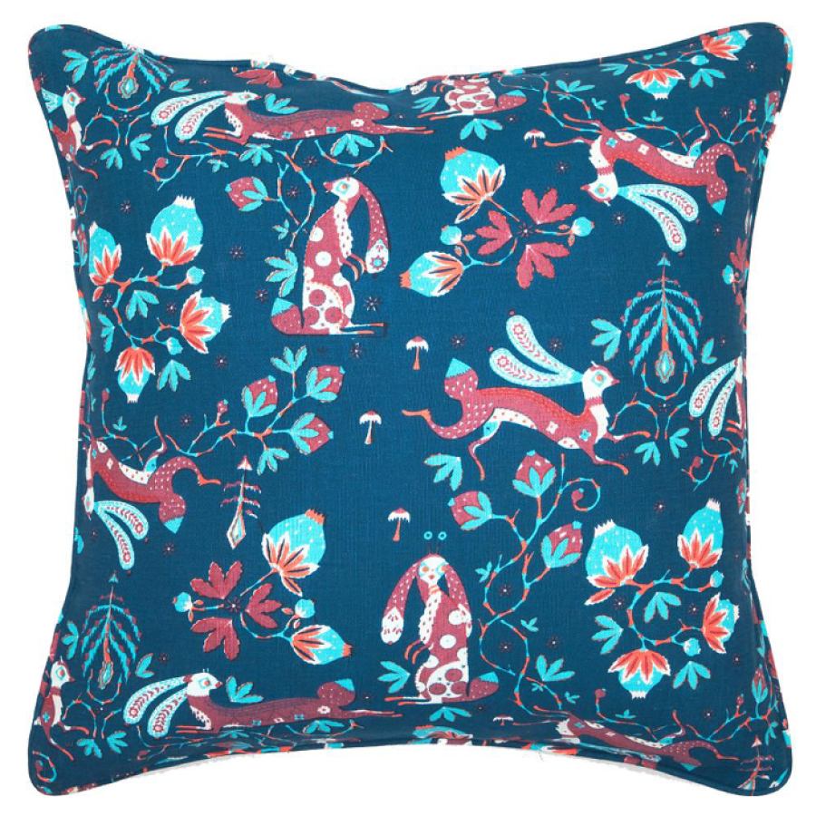 Cushion ‚Snow Rabbit Blue‘ (choose from 3 sizes) | Kunstbaron