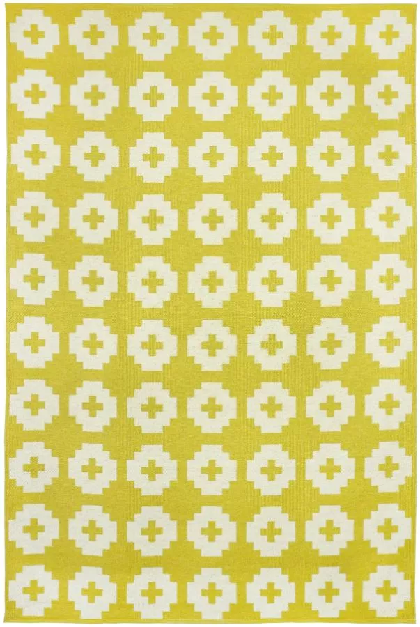 Swedish Plastic Rug „Flower“ (yellow) in various sizes | Kunstbaron
