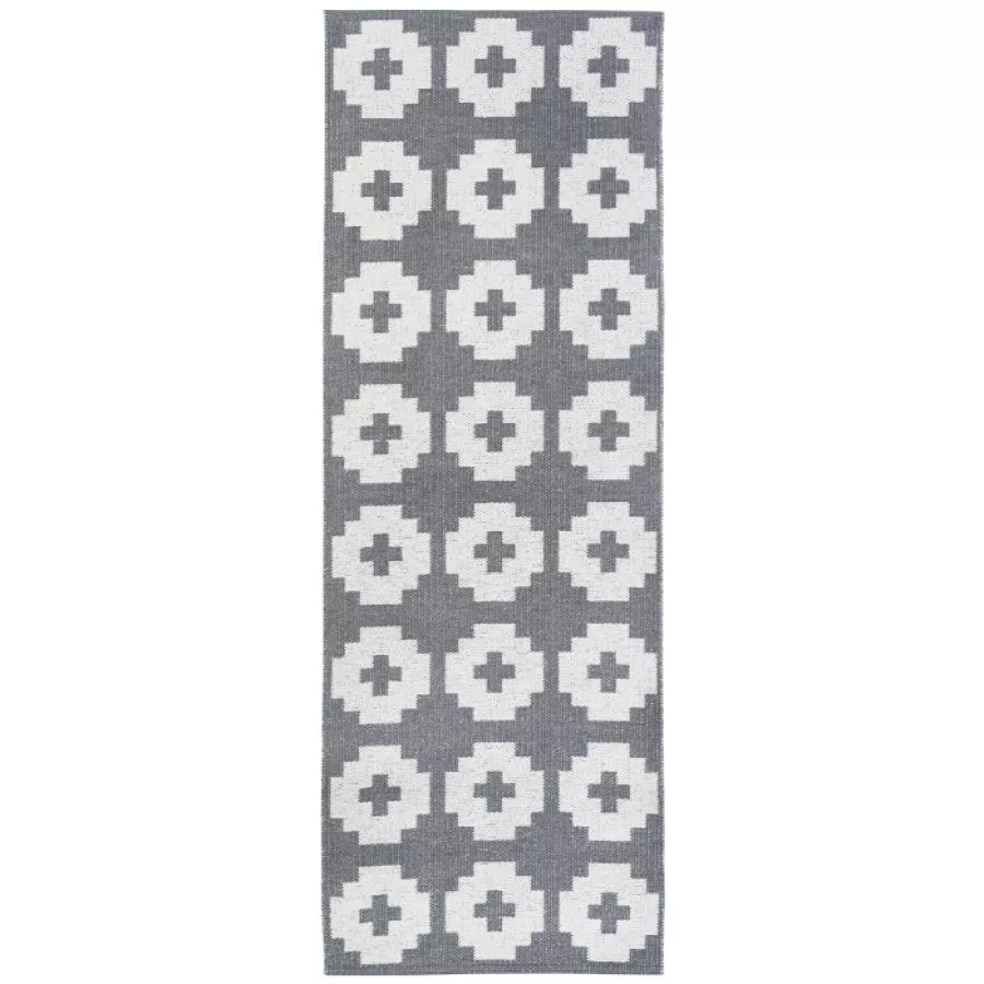 Schwedischer Plastikteppich bzw. Läufer „Flower“ (Grau) | Kunstbaron