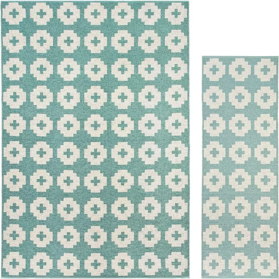 Schwedischer Outdoor-Teppich bzw. Läufer „Flower“ (Blau)