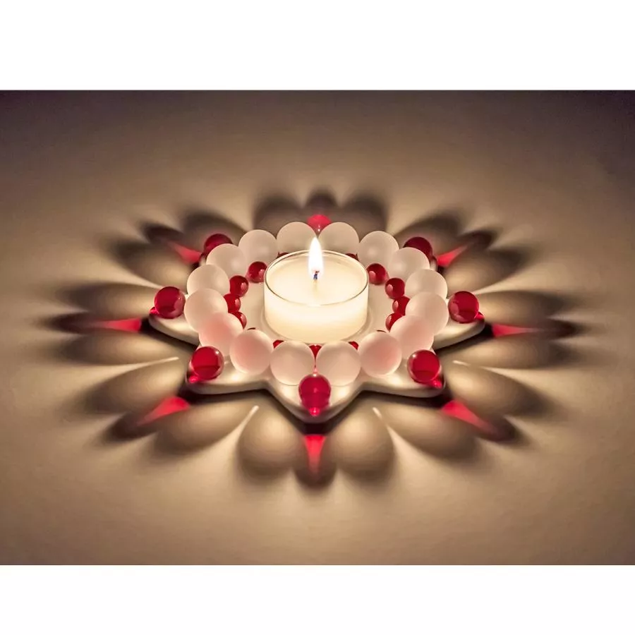 Teelicht-Kerzenständer "Glasperlenstern" mit kunstvoller Lichtbrechung – Aura