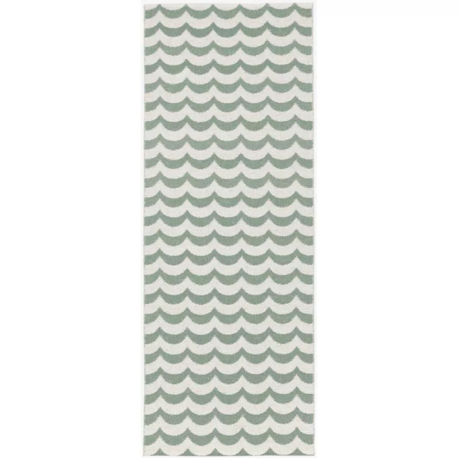 Traditionell gewebter Plastikläufer „Ocean“ mit Wellenmuster (Grün) | Kunstbaron
