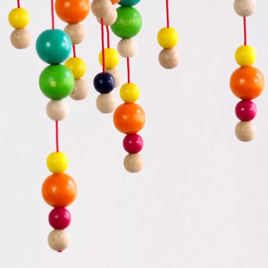 Baby's Mobile with Colorful Wooden Beads, made in Germany (Multicolor)