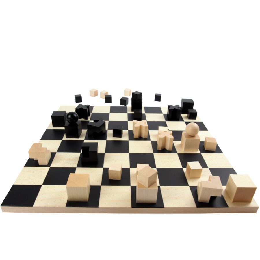 Handgefertigtes Bauhaus-Schachspiel
