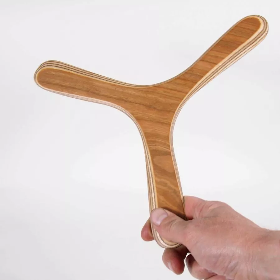 Dreiflügel-Bumerang "Apple" aus Birkenholz mit Apfelfurnier (fliegt ca. 15 m)