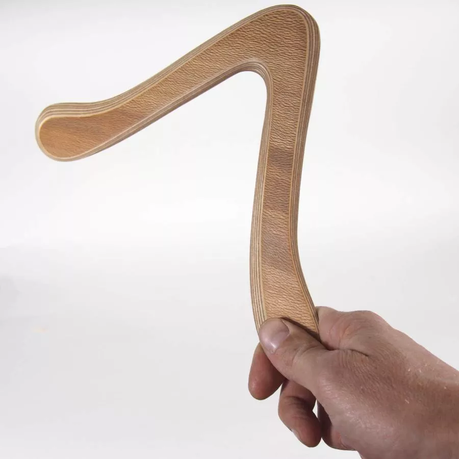 Handcrafted Double-Wing Boomerang "plane" made of Birch and Planetree (flies 25 m)