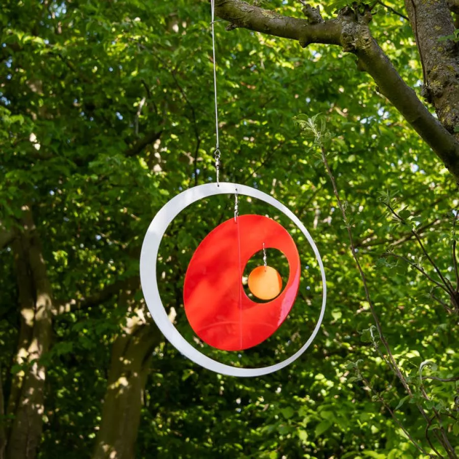Garten-Dekoration / Mobile für außen "Ringe" aus Edelstahl und Plexiglas