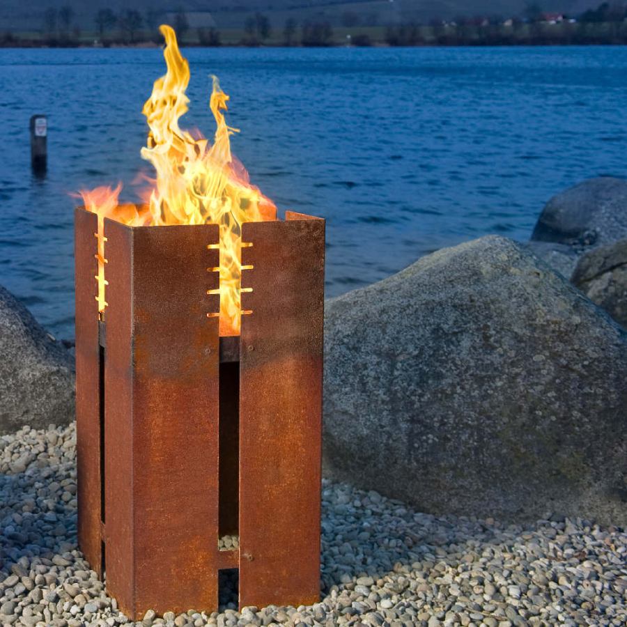 Upright Fire Basket made of Steel with Grill Option