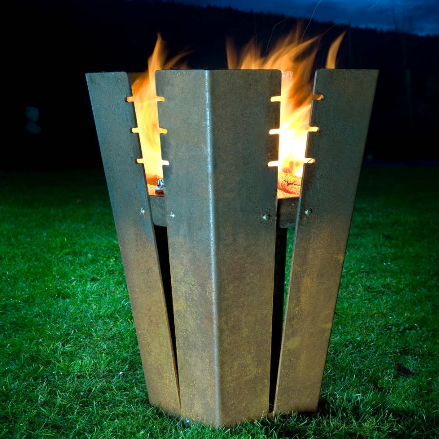 Upright Fireplace made of Steel with Grill Option